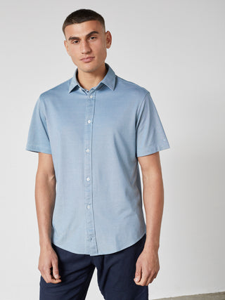 REDGREEN AMOS PIQUE SHIRT SS Shirt 4633 Blue Melange 17-4123