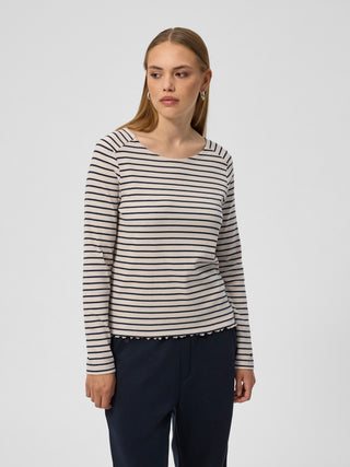 REDGREEN WOMAN Cambridge Long Sleeve Tee 121 Ecru Stripe