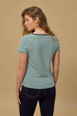 REDGREEN WOMAN Cecilie Tee Polo 176 Mid Green Stripe