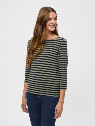 REDGREEN WOMAN Cleo T-shirt Long Sleeve Tee 177 Olive Stripe