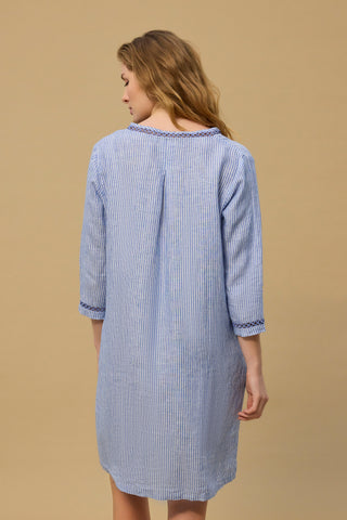 REDGREEN WOMAN Diaz Linen Dress Dresses / Shirts 161 Sky Blue Stripe