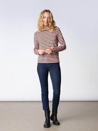 REDGREEN WOMAN Fie Long Sleeve T-shirt Long Sleeve Tee 145 Pink Stripe