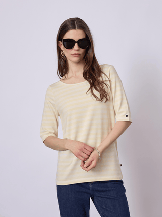 REDGREEN WOMAN Hedy Short Sleeve T-shirt Short Sleeve Tee 130 Yellow Pastel Stripe