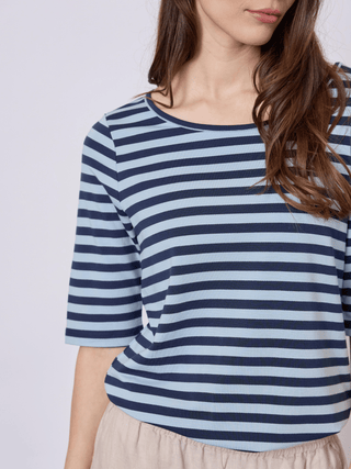 REDGREEN WOMAN Hedy Short Sleeve T-shirt Short Sleeve Tee 162 Light Blue Stripe