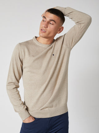 REDGREEN JULIAN O-NECK COTTON KNIT Knit 4221 Sand Melange 16-1105 TCX