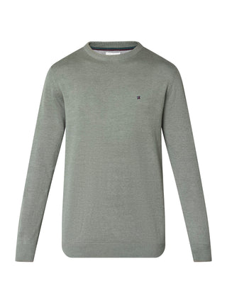 REDGREEN JULIAN O-NECK COTTON KNIT Knit 4774 Olive Melange 18-5806 TCX