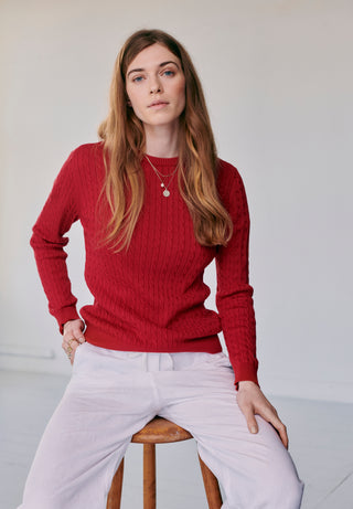 REDGREEN WOMAN Simone Cable knit  Knit 044 Red